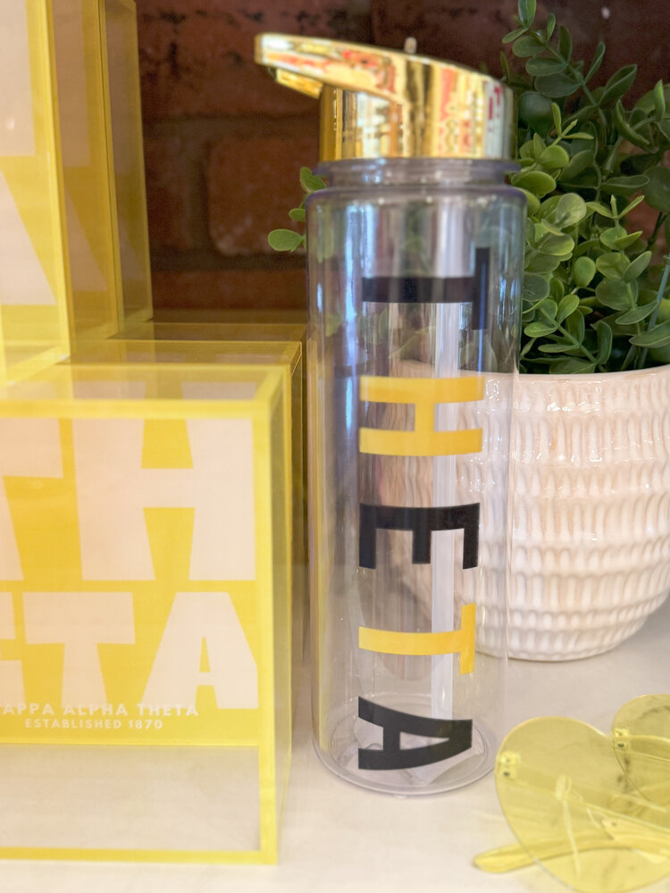 Over The Moon Greek Kappa Alpha Theta  24oz Waterbottle With Gold Flip Top