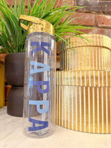 Over The Moon Greek Kappa Kappa Gamma  24oz Waterbottle With Gold Flip Top
