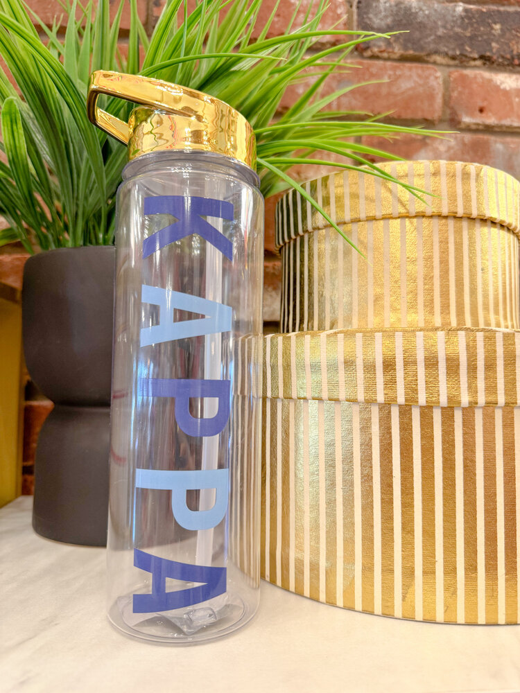 Over The Moon Greek Kappa Kappa Gamma  24oz Waterbottle With Gold Flip Top