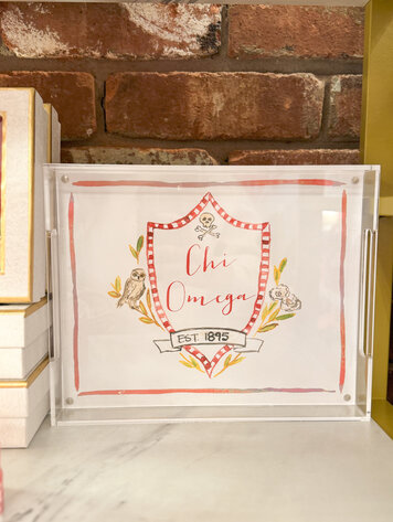 Over The Moon Greek Chi Omega Acrylic Tray