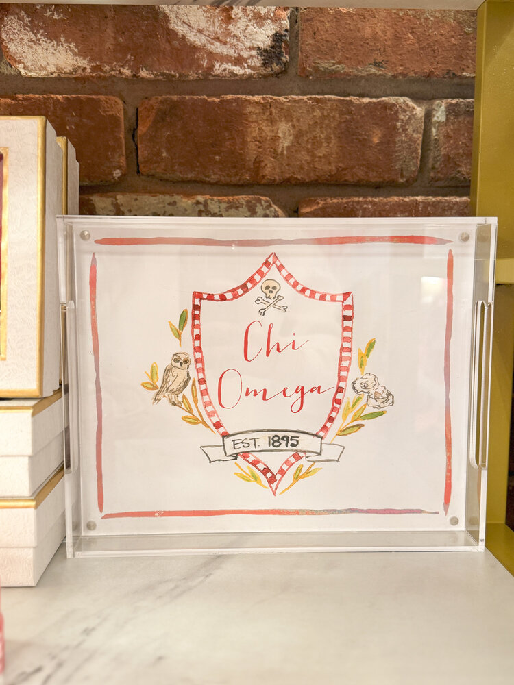 Over The Moon Greek Chi Omega Acrylic Tray
