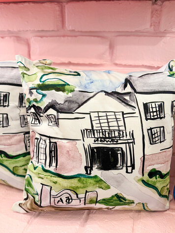 Over The Moon Greek Alpha Phi House Pillow