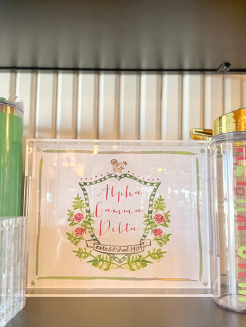 Over The Moon Greek Alpha Gamma Delta Acrylic Tray