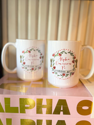 Over The Moon Greek Alpha Omicron Pi Motif Mug