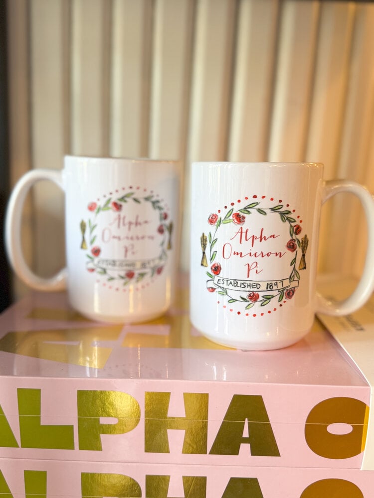 Over The Moon Greek Alpha Omicron Pi Motif Mug