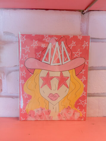 Made By Marissa Art Delta Delta Delta - Pink Funky Cowgirl Print 8x10