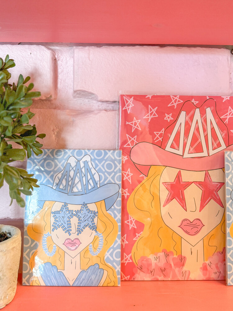 Made By Marissa Art Delta Delta Delta - Pink Funky Cowgirl Print 8x10