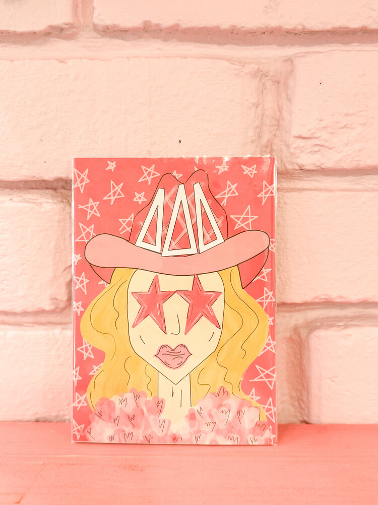 Made By Marissa Art Delta Delta Delta - Pink Funky Cowgirl Print 5x7
