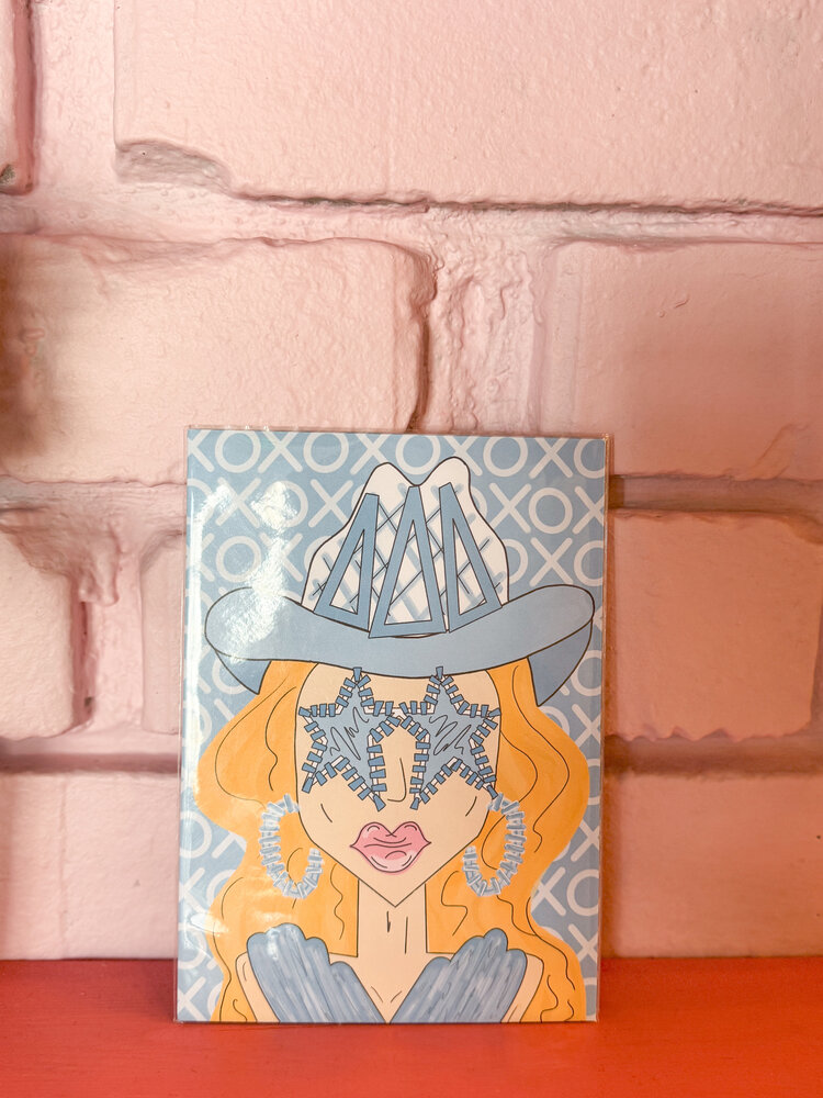 Made By Marissa Art Delta Delta Delta - Blue Funky Cowgirl Print 5x7