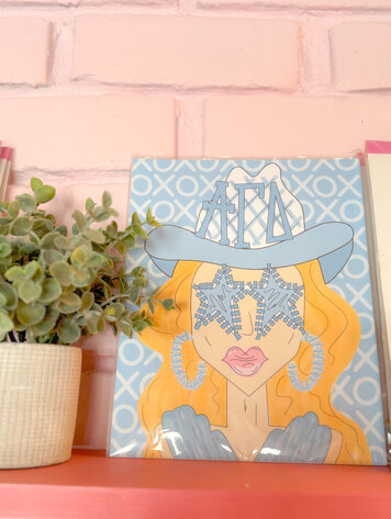 Made By Marissa Art Alpha Gamma Delta - Blue Funky Cowgirl Print 8x10