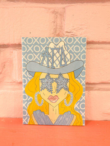 Made By Marissa Art Alpha Gamma Delta - Blue Funky Cowgirl Print 5x7