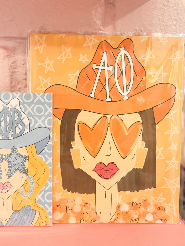 Made By Marissa Art Alpha Phi - Orange Funky Cowgirl Print 8x10