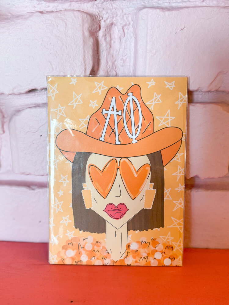 Made By Marissa Art Alpha Phi - Orange Funky Cowgirl Print 5x7