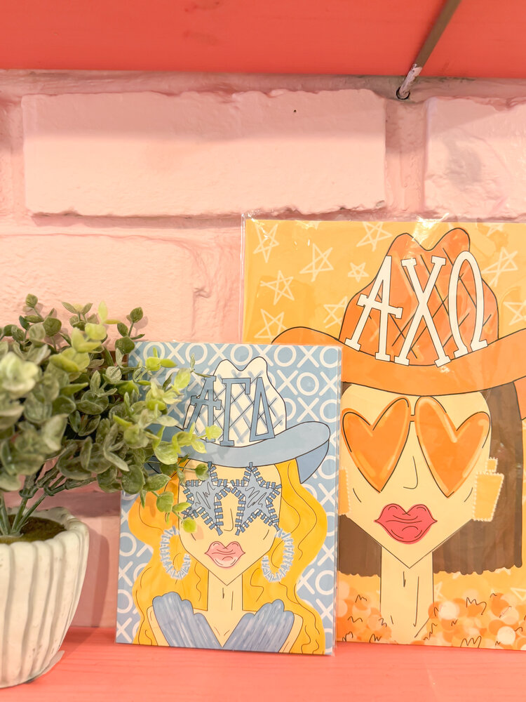 Made By Marissa Art Alpha Chi Omega - Orange Funky Cowigrl Print 8x10