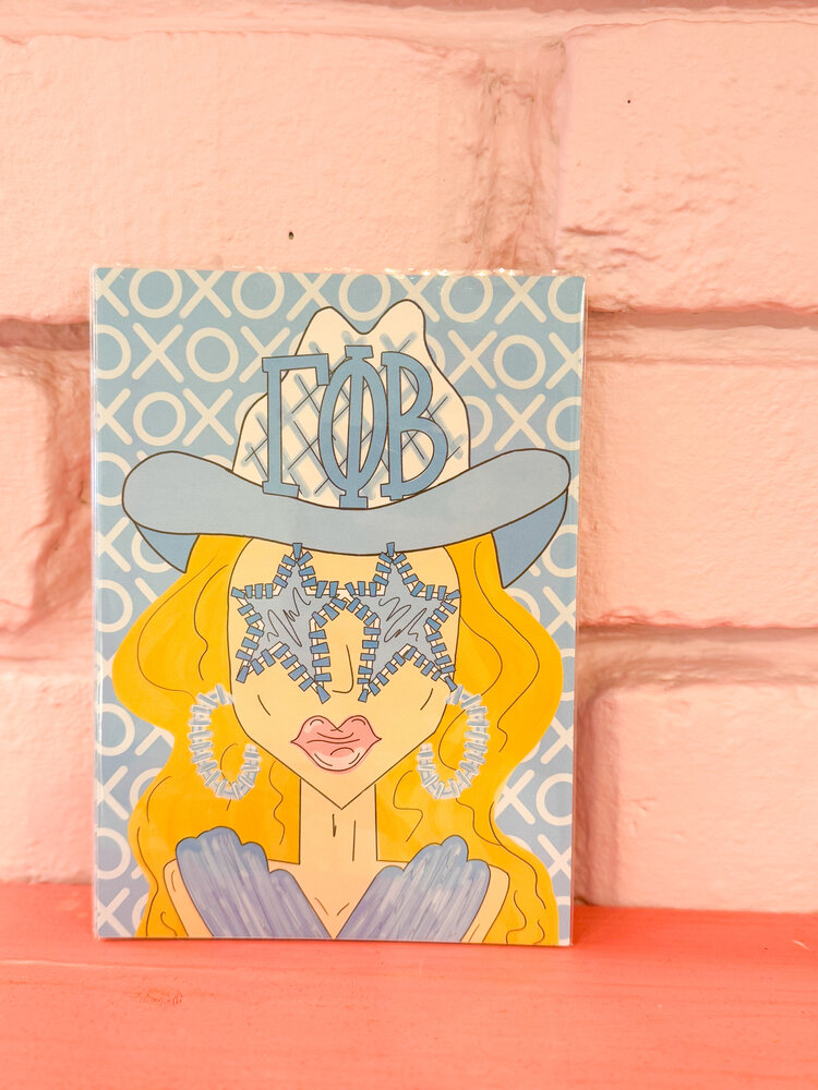 Made By Marissa Art Gamma Phi Beta - Blue Funky Cowgirl Print 5x7