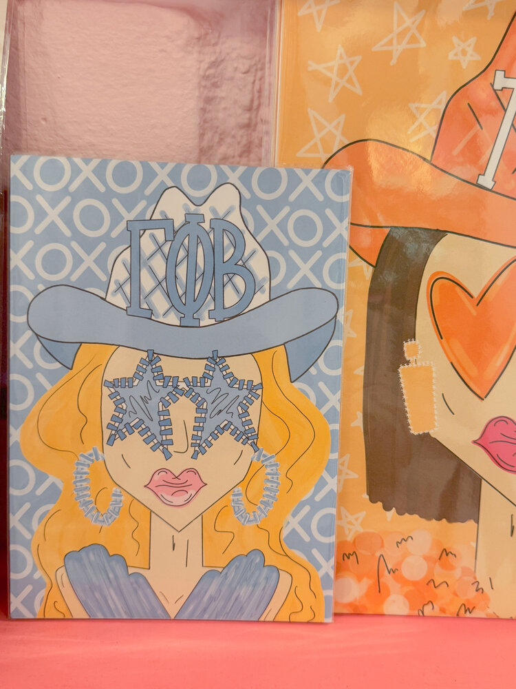 Made By Marissa Art Gamma Phi Beta - Blue Funky Cowgirl Print 5x7