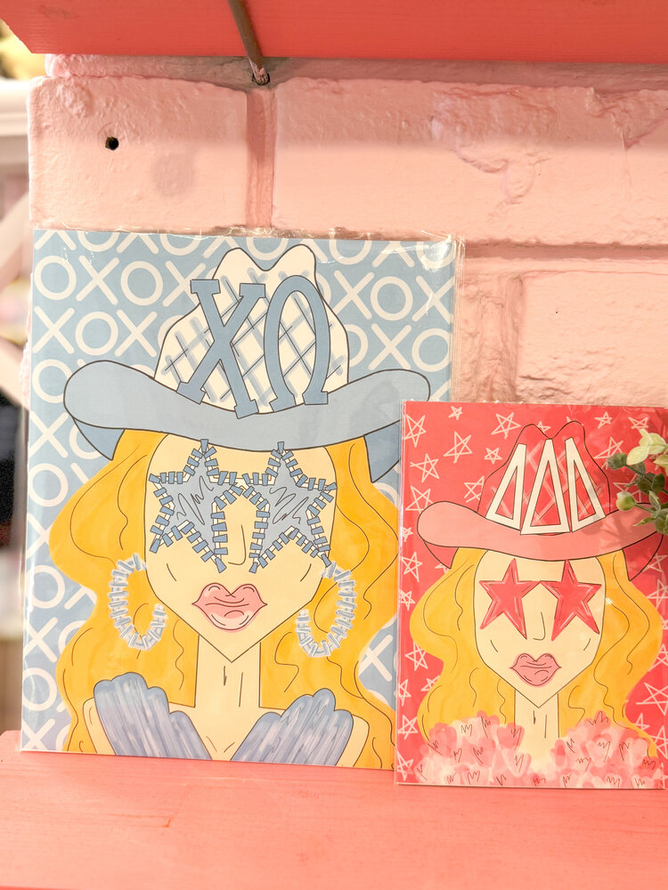 Made By Marissa Art Chi Omega - Blue Funky Cowgirl Print 8x10