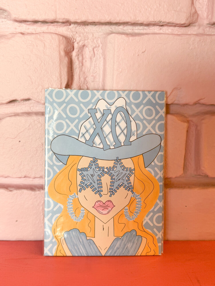 Made By Marissa Art Chi Omega - Blue Funky Cowgirl Print 5x7
