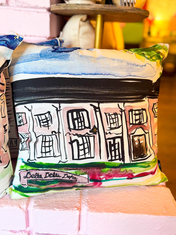 Over The Moon Greek Delta Delta Delta House Pillow