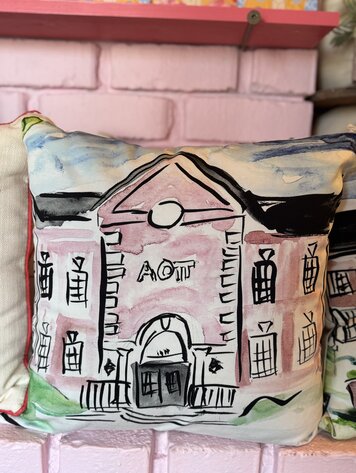Over The Moon Greek Alpha Omicron Pi House Pillow