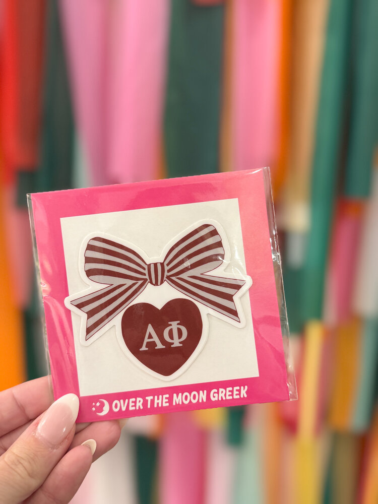 Over The Moon Greek Alpha Phi Bow Decal
