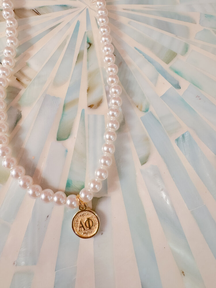 Shawn Paul Alpha Phi Sorority Pearl Necklace