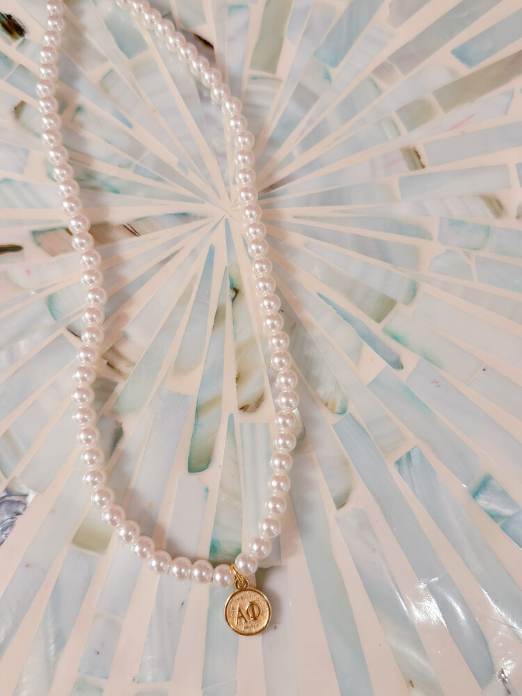 Shawn Paul Alpha Phi Sorority Pearl Necklace