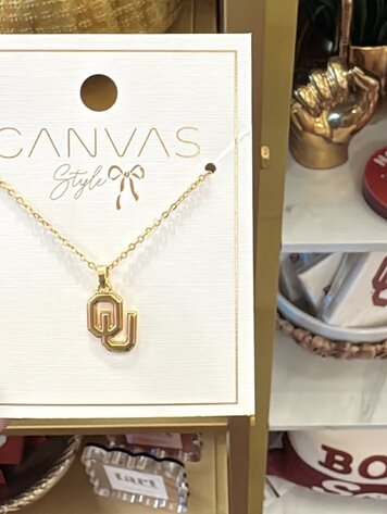 canvas Oklahoma Sooners 24k Gold Plated Pendant Necklace