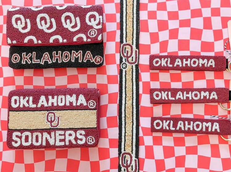 Queens Designs Gameday Beaded Wristlets - Oklahoma