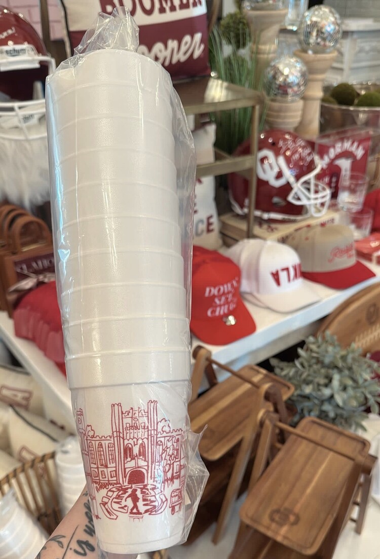 Two Funny Girls Oklahoma University Skyline - Foam Cup Stack