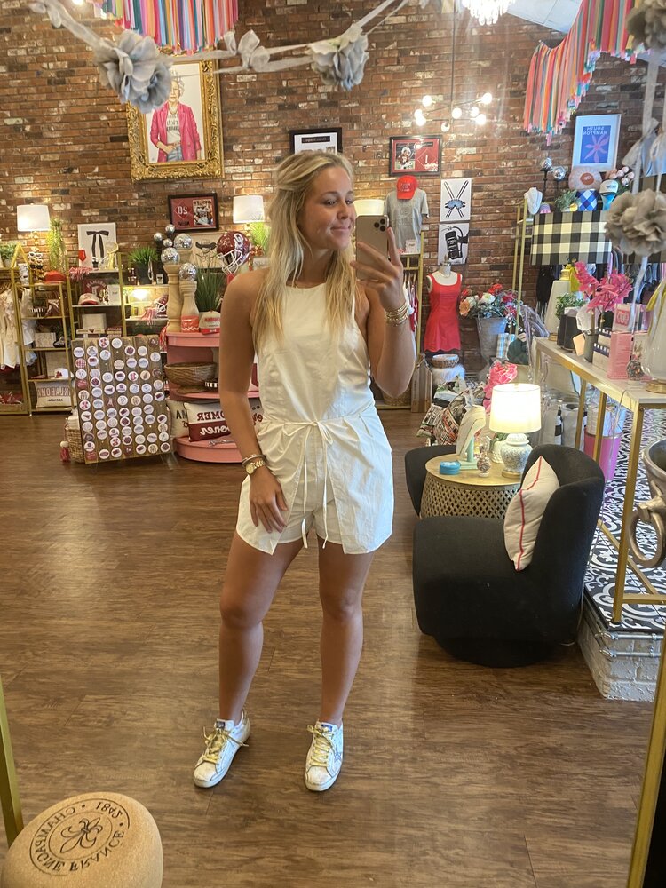 Blue Blush Halter Wrapped Waist Tie Sleeveless Romper