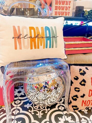 Little Birdie NORMAN Oklahoma Colorblock Pillow