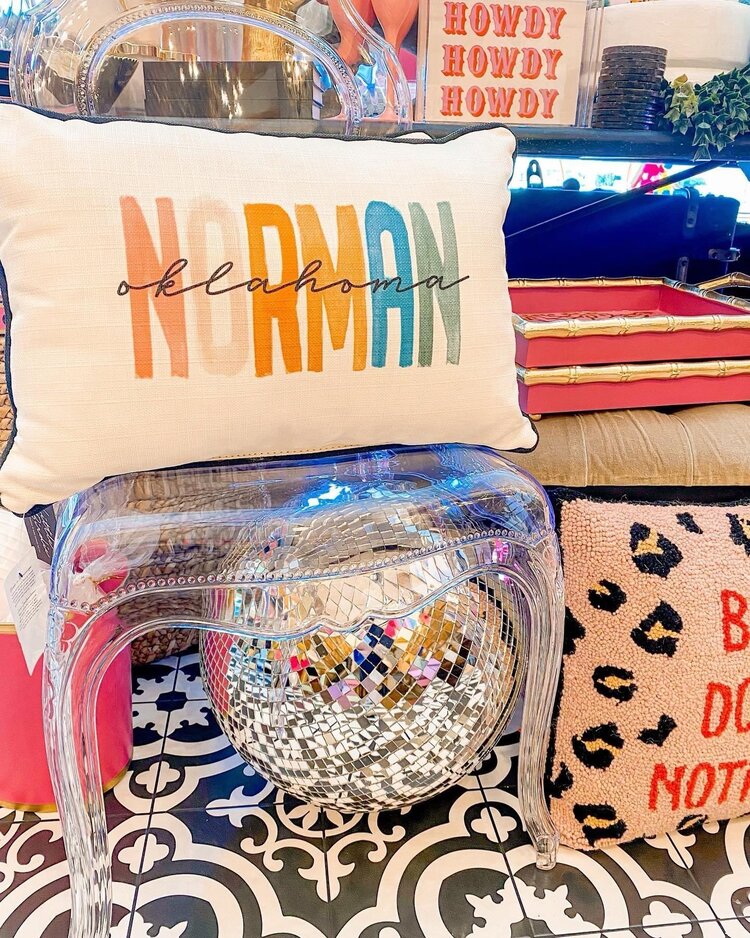 Little Birdie NORMAN Oklahoma Colorblock Pillow