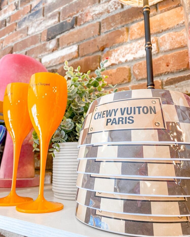 Haute Diggity Dog Checker Chewy Vuiton Bowl - Large