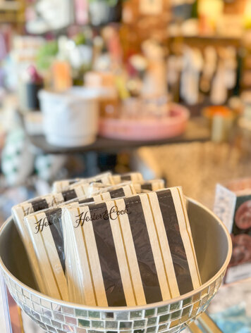 Hester and Cook Black and Gold Awning Stripe Cocktail Napkin - Set of 20