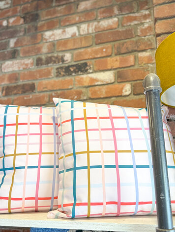 Talking out of Turn Large Pretty in Plaid Pillow