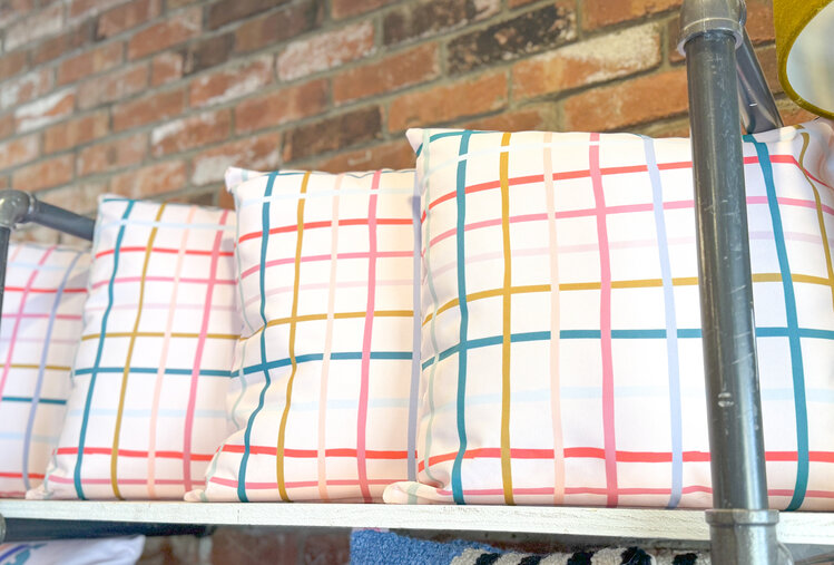 Talking out of Turn Large Pretty in Plaid Pillow