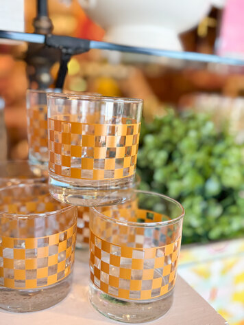 Polished Prints Checkered Rocks Glass - Yellow