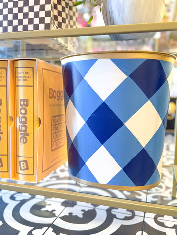 Jaye's Studio Buffalo Plaid Navy Large Oval Wastebasket