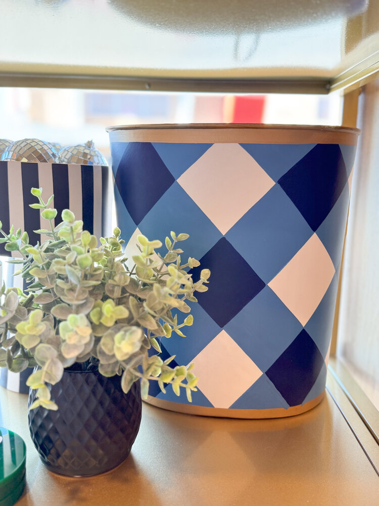 Jaye's Studio Buffalo Plaid Navy Large Oval Wastebasket