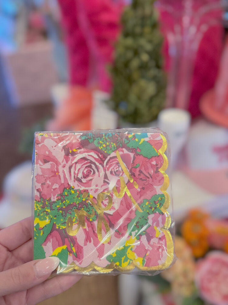 8 Oak Lane Rose Garden Paper Beverage Napkin