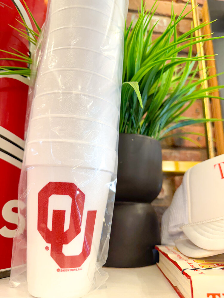 Sassy Cups Boomer Sooner Logo Foam Cup Stack