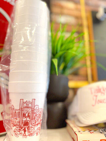 Two Funny Girls Oklahoma University Skyline - Foam Cup Stack
