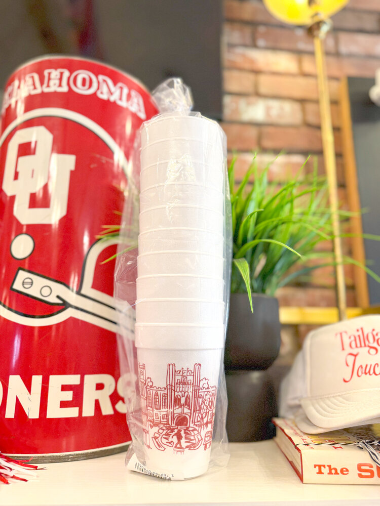 Two Funny Girls Oklahoma University Skyline - Foam Cup Stack