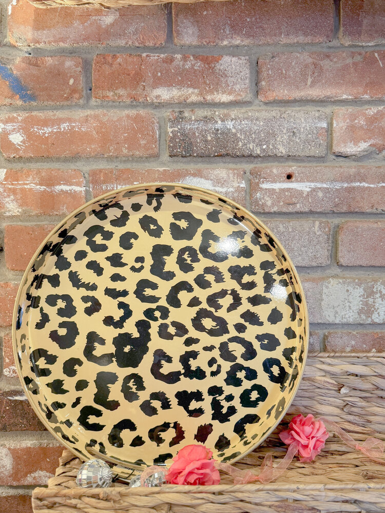 8 Oak Lane Leopard Round Tray