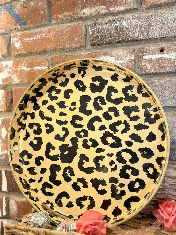 8 Oak Lane Leopard Round Tray