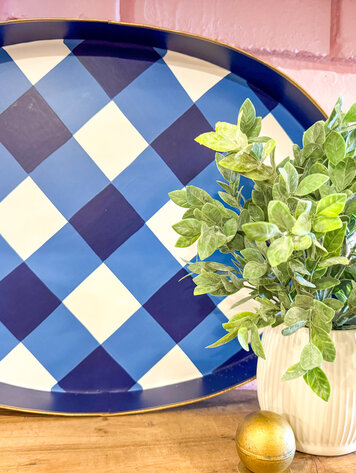 Jaye's Studio Buffalo Plaid Oval Tray - Navy