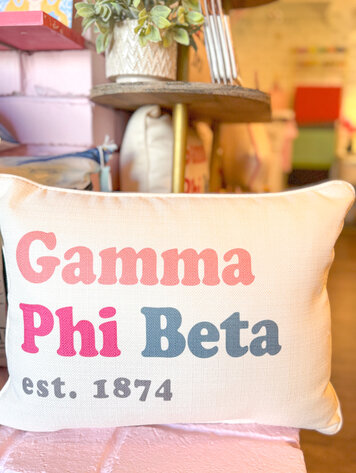 Little Birdie Gamma Phi Beta Retro Pillow