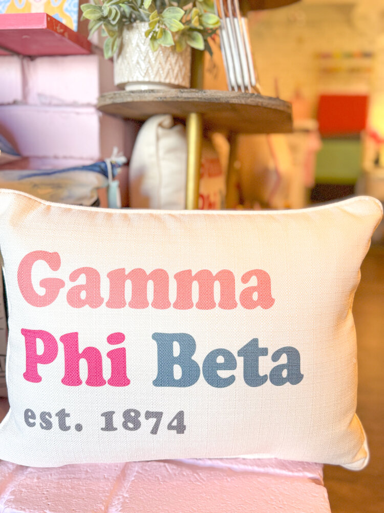 Little Birdie Gamma Phi Beta Retro Pillow