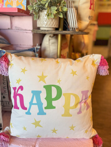 Over The Moon Greek Oh my Stars Tassel Pillow - Kappa Kappa Gamma